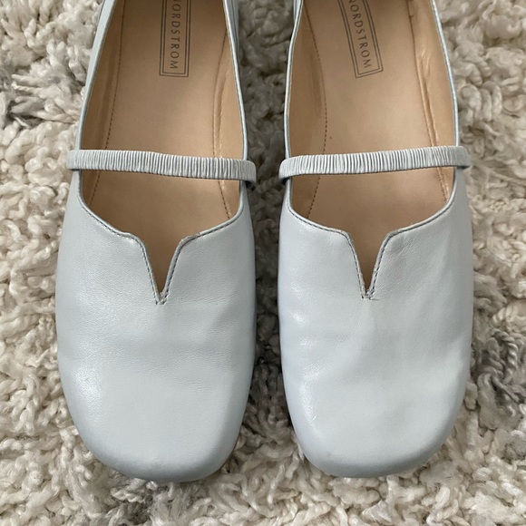 Nordstrom Leather Mary Jane Flats Pale Blue - Picture 1 of 8